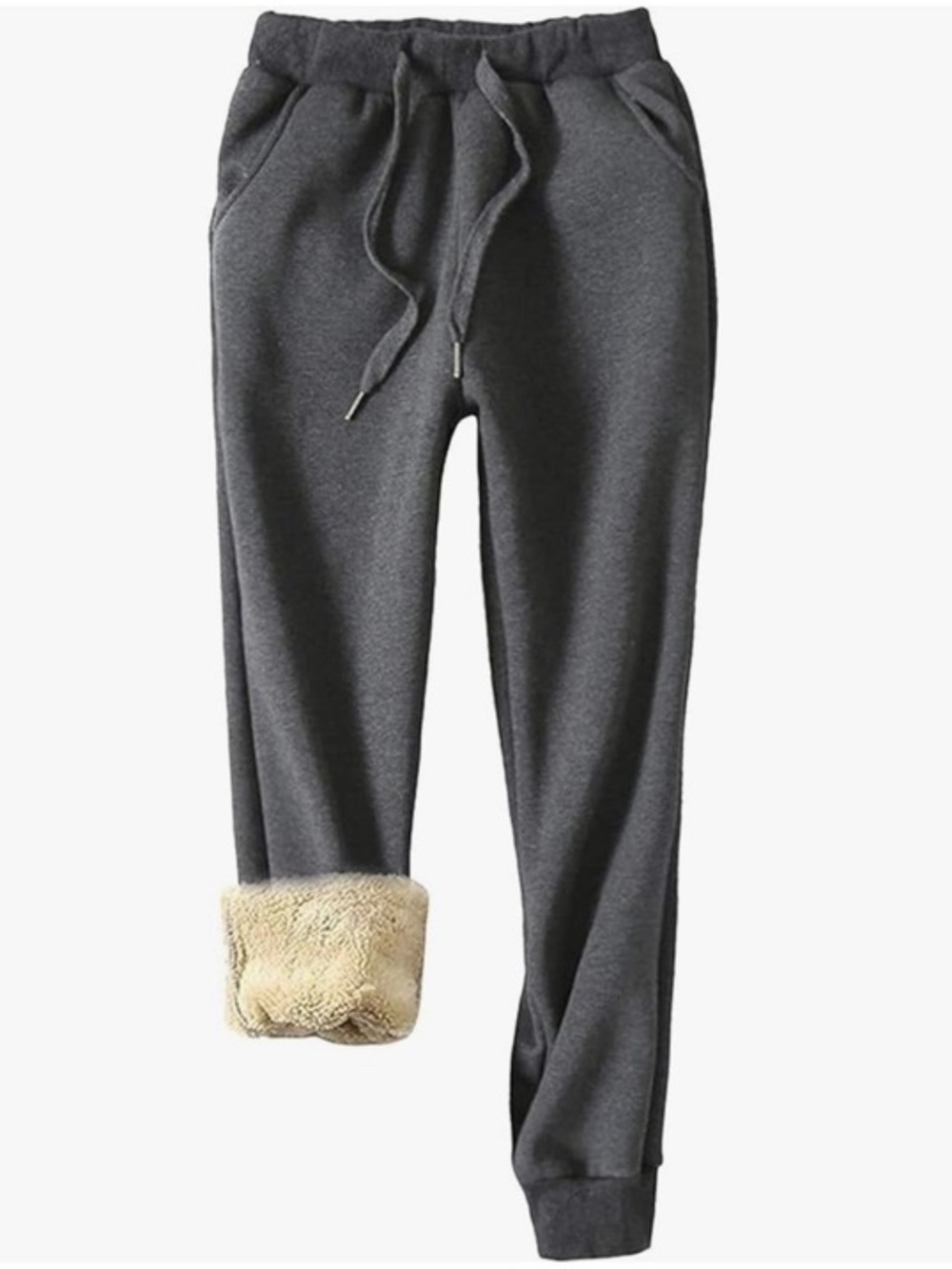 Charcoal Gray Faux Fur Lined Sweat Pants
